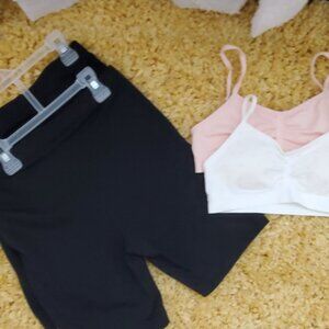 Wonder Nation Black Biker Shorts Girls Cotton (1 NWT) (1 wore) once & Bras *READ